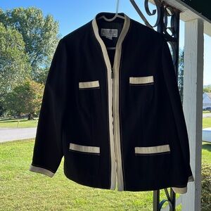 ⭐️Jessica Howard black white trim zip up lined shacket 4 pockets women XLP
